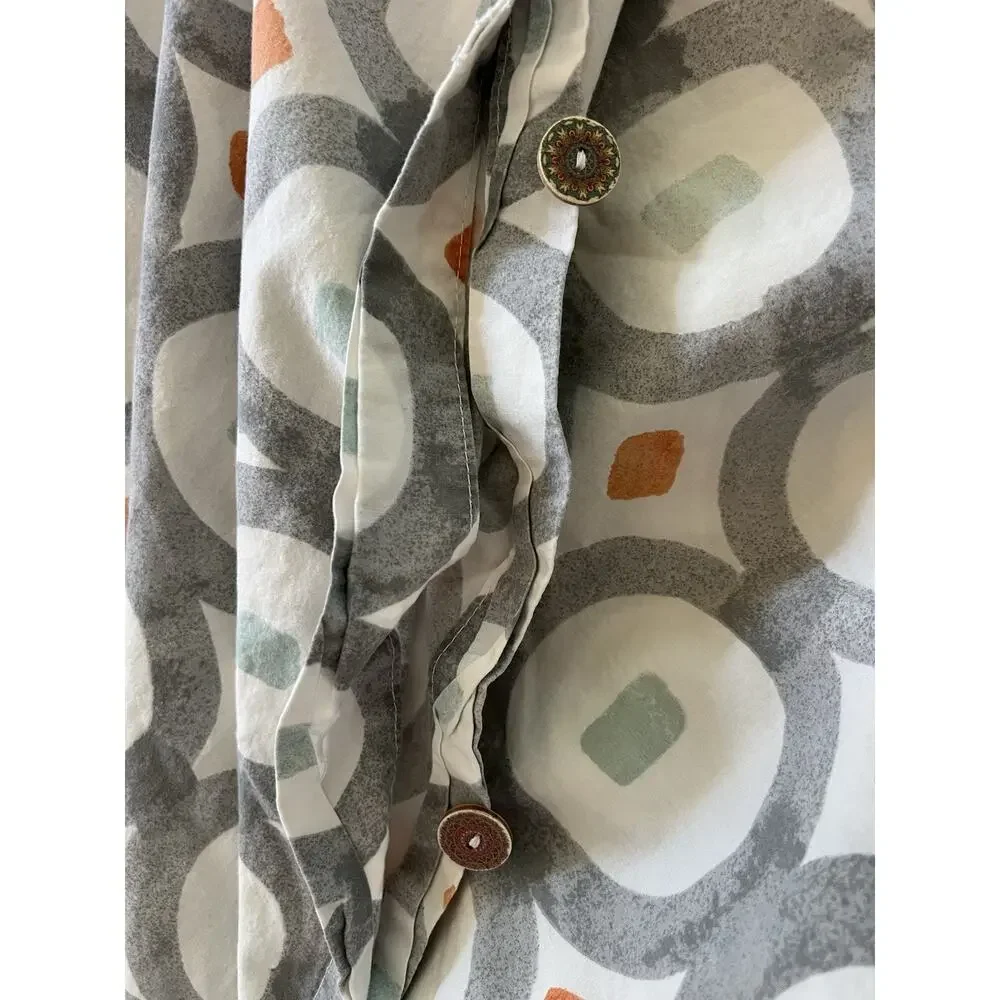 West Elm Green Circle Trellis Full queen duvet cover 100% Cotton